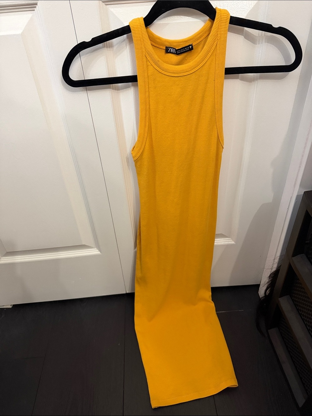 Zara Mustard Ribbed Tank Maxi Dress